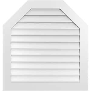 36 in. x 38 in. Octagonal Top Surface Mount PVC Gable Vent: Decorative with Standard Frame