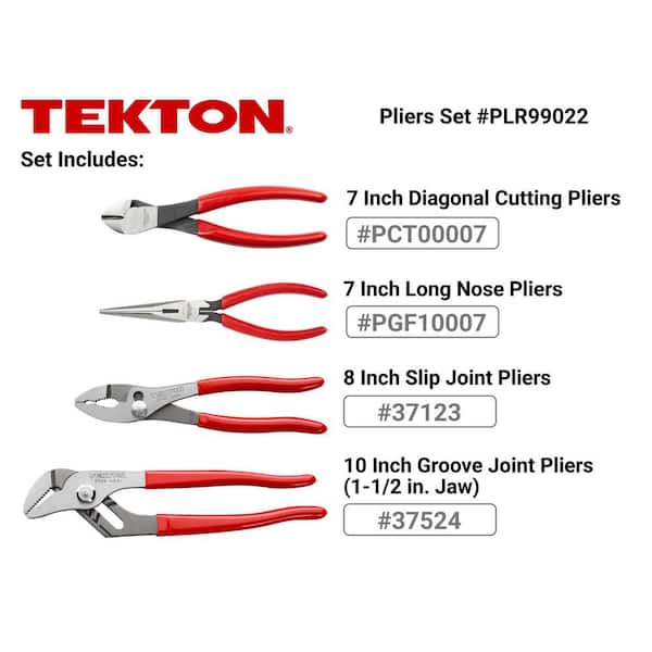 Pliers Set, 4-Piece (Groove Joint, Slip Joint, Long Nose, Diagonal Cutting)