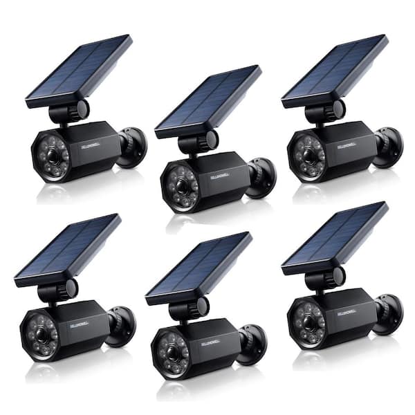 4-Watt Solar Powered Black Motion Activated Outdoor Integrated LED Bionic Spotlight Flood Light (6-Pack)