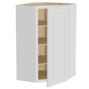 Grayson Pacific White Plywood Shaker Assembled Diagonal Corner Kitchen Cabinet Soft Close 24 in W x 12 in D x 42 in H