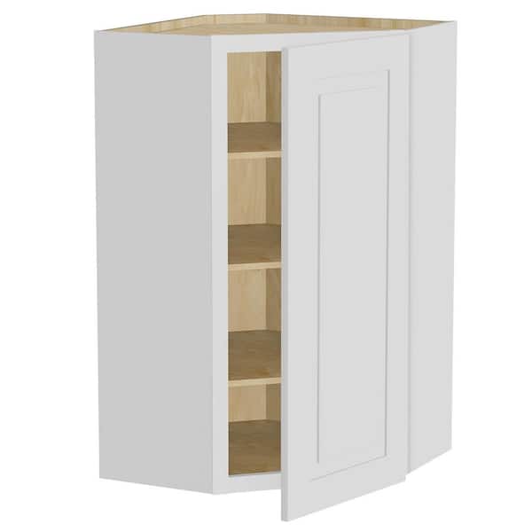 Home Decorators Collection Grayson Pacific White Plywood Shaker Assembled Diagonal Corner Kitchen Cabinet Soft Close 24 in W x 12 in D x 42 in H