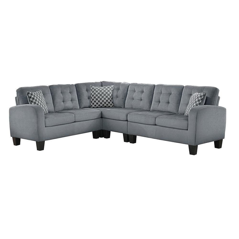 Forte 107 in. Round Arm 2-piece Textured Fabric Reversible Sectional Sofa i