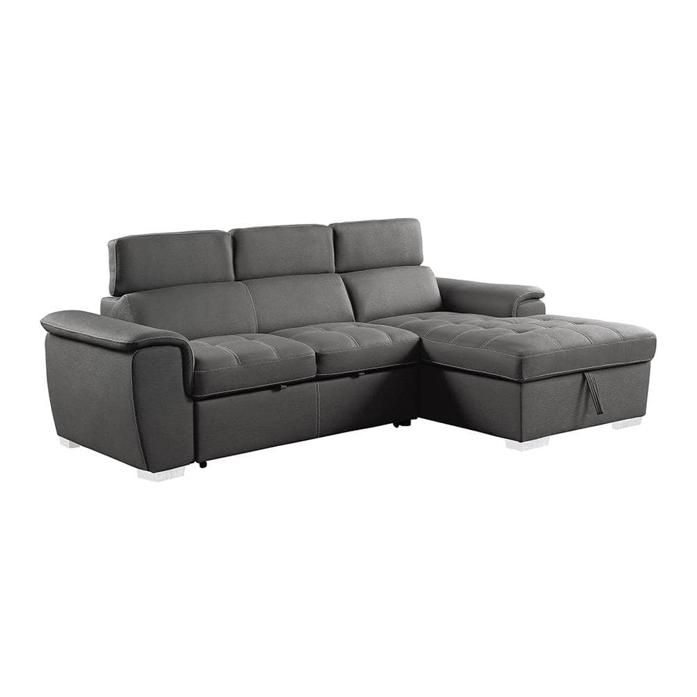 Warrick 98 in. Straight Arm 2-piece Microfiber Sectional Sofa in. Gray with