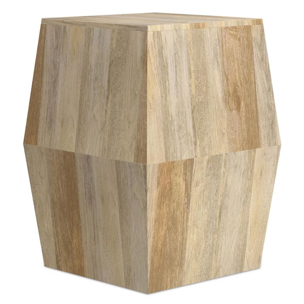 Terry Solid Mango Wood 16 in. Wide Irregular Contemporary Side Table in Natural, Fully Assembled