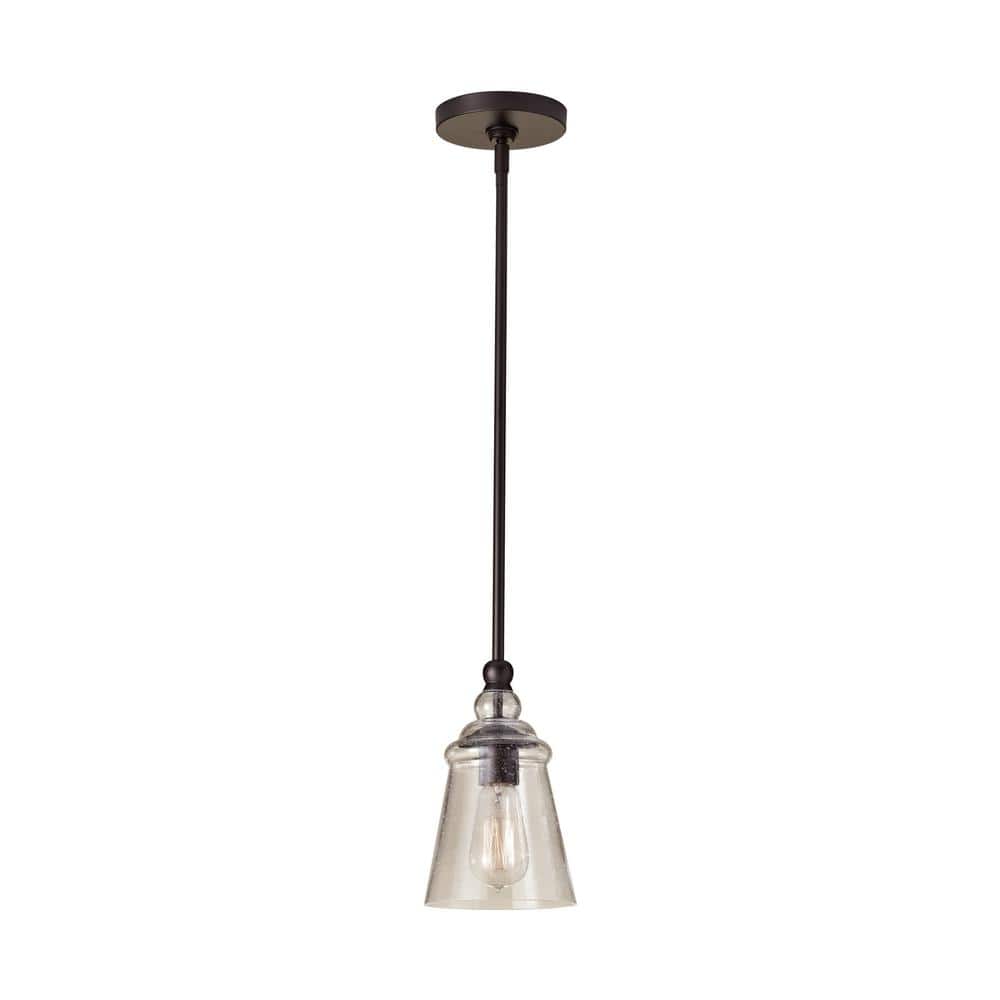 Oil Rubbed Bronze Mini Pendant with Clear Seeded Glass Shade
