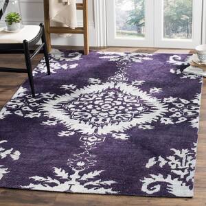Stone Wash Deep Purple 8 ft. x 10 ft. Floral Area Rug