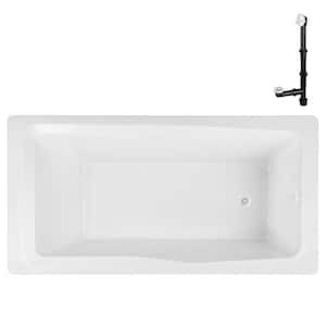 N-4440-763-WH 72 in. x 36 in. Rectangular Acrylic Soaking Drop-In Bathtub, with Reversible Drain in Glossy White