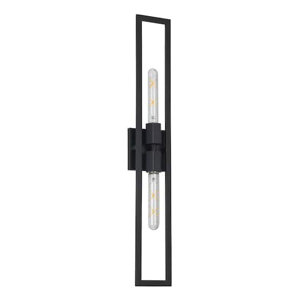 Dainolite Wisteria 2 Light Matte Black Wall Sconce