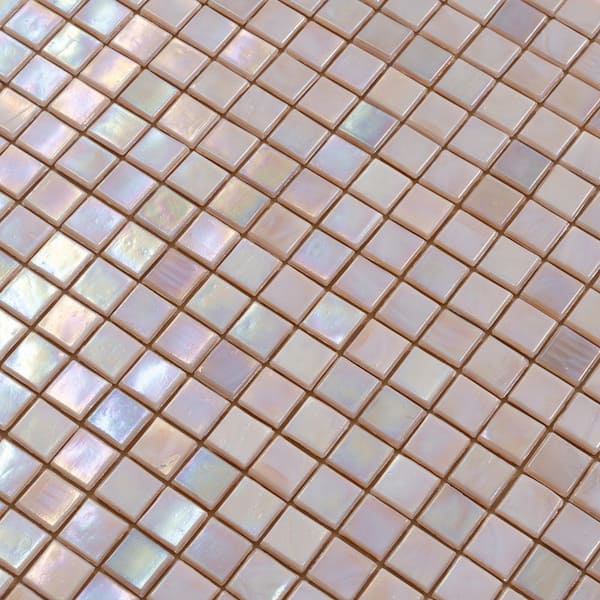 Skosh 11.6 in. x 11.6 in. Glossy Tuscan Beige Glass Mosaic Wall and Floor Tile (18.69 sq. ft./case) (20-pack)