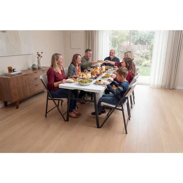 HDX 8 ft. White Resin Top Rectangular Fold in Half Utility Table