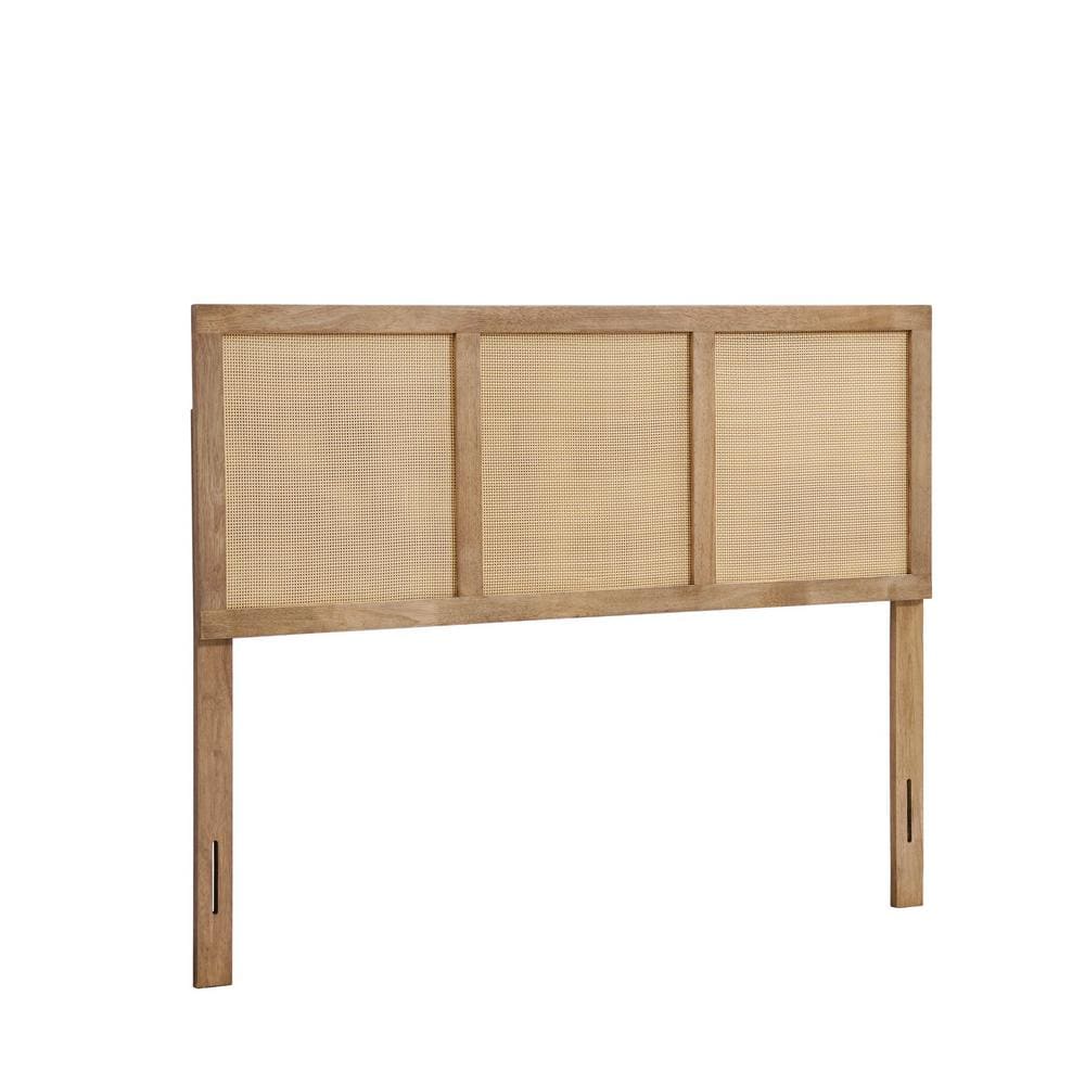 Natural Rubberwood and Rattan King Headboard