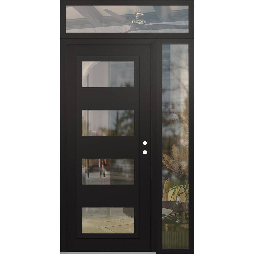 Doors Ffe Tessari Doors C2 52 in. x 96 in. Black P Left-Hand/Inswing Clear Glass ...