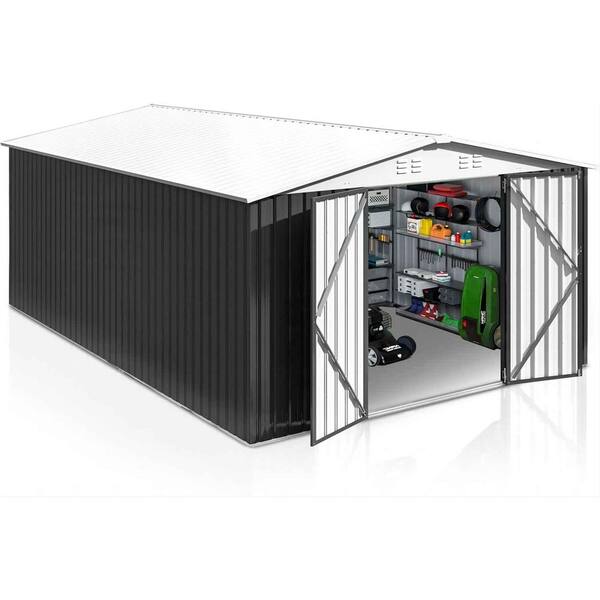 NETAJE 10 ft. W x 14 ft. D Metal Outdoor Storage Shed Featuring