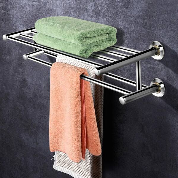 Bathroom Towel Holder Stainless Steel Wall-mounted Towel Rack Wall Shelf  BJQ9