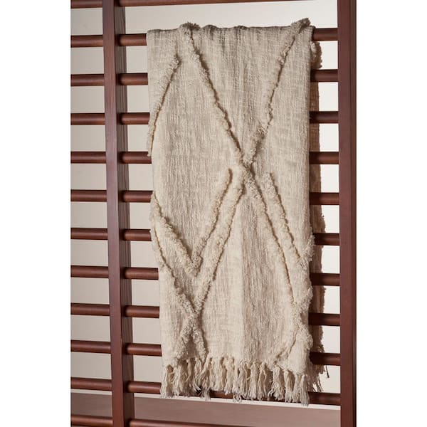 Synthia Diamond Textured Woven Throw in Grey buy online from the rug seller  uk