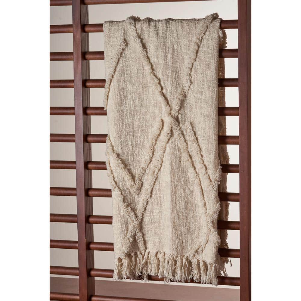 Natural Diamond Tufted Organic Cotton 50" x 60" Throw Blanket