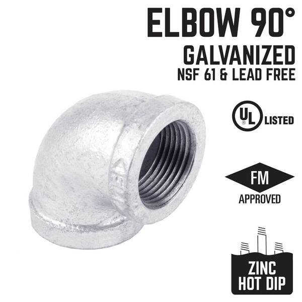thumbnail image 2 of Lot Of 15 - 1/2 Inch Galvanized Threaded 90° Elbow Pipe Fittings (WORLD WIDE SOURCING) 2 of 5