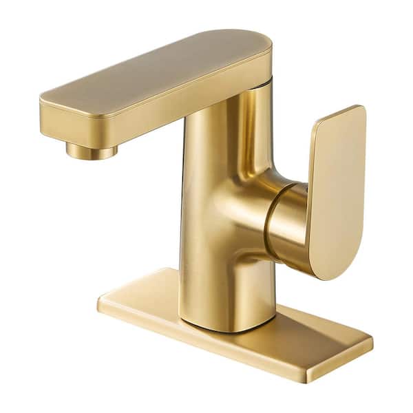 cobbe Rotatable Single Handle Single Hole Bathroom Faucet in Brushed Gold