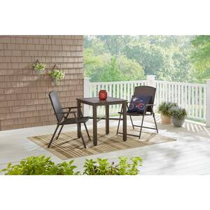 Mix and Match Folding Wicker Steel Outdoor Patio Dining Chair in Dark Taupe (2-Pack)