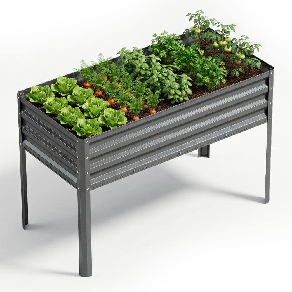 47x22x31in Galvanized Raised Garden Bed with Legs, Large Metal Elevated Raised Planter Box for Backyard, Dark Gray price history on PriceWatchPro
