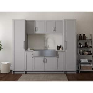 Home Laundry Room 84 in. H x 99 in. W x 26.3 in. D Cabinet Set in Gray (11-Piece)