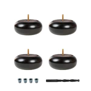 2-1/2 in. x 5-1/2 in Stained Espresso Solid Hardwood Round Bun Foot (4-Pack)
