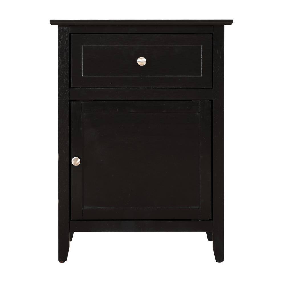 AndMakers Lzzy 1Drawer Black Nightstand (25 in. H x 15 in. W x 19 in