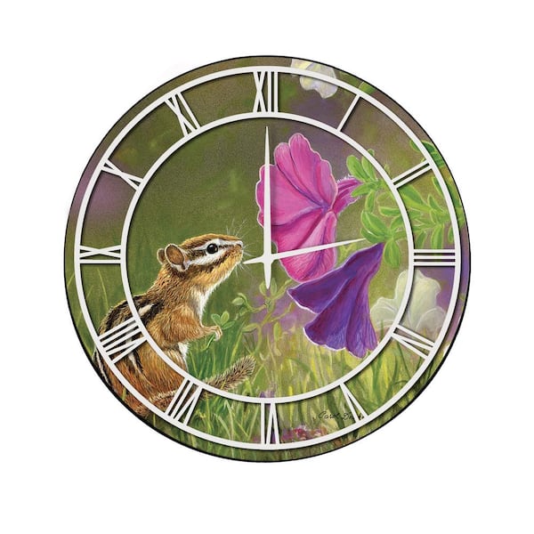 Unbranded "Chipmunk in the Garden" Full Coverage Art and White Numbers Imaged Wall Clock