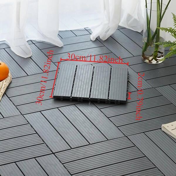 cadeninc Gray 12 in. x 12 in. x 0.79 in. Thick Square Plastic