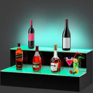 6-Bottle LED Lighted Liquor Bottle Display Shelf 16 in. Shelves for Liquor 2-Step Wine Rack for Home