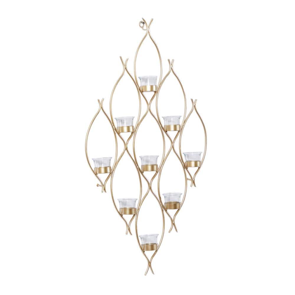 Bronze Metal Contemporary Wall Sconce Candelabra with Glass Candle Cups