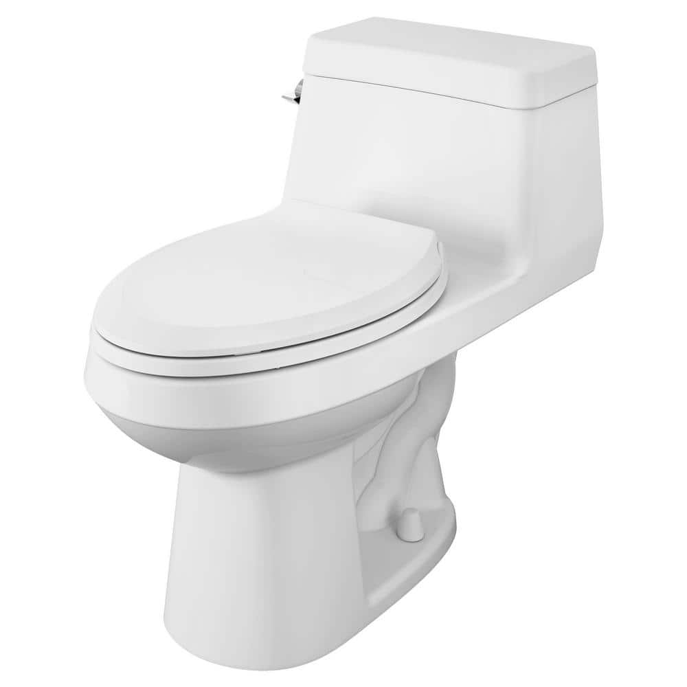 White Elongated High Efficiency One-Piece Toilet with Seat