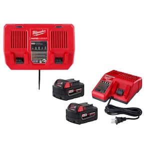 M18 18-Volt Lithium-Ion Dual Bay Rapid Battery Charger with (2) 5.0Ah Batteries and Charger