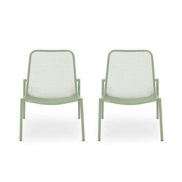 Bucknell Matte Green Stackable Metal Outdoor Patio Dining Chair (2-Pack)