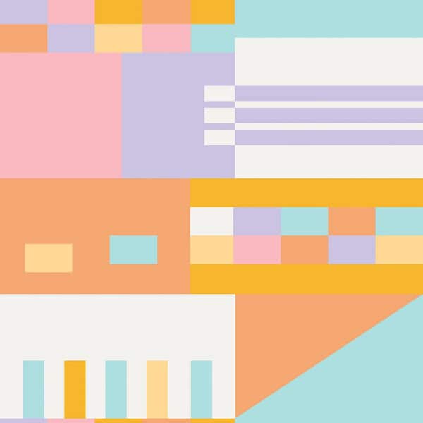 NuWallpaper Multi-Colored Warm Kiki Shapes Peel & Stick Wallpaper Sample