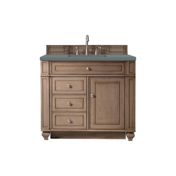 James Martin Vanities Bristol 36 in. W x 23.5 in. D x 34 in. H Bathroom Vanity in Whitewashed Walnut with Cala Blue Quartz Top
