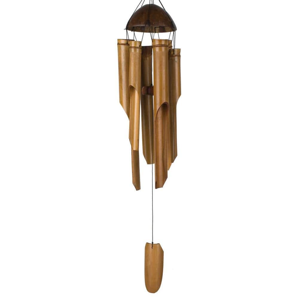 Handcrafted Brown Bamboo and Coconut 36" Wind Chime