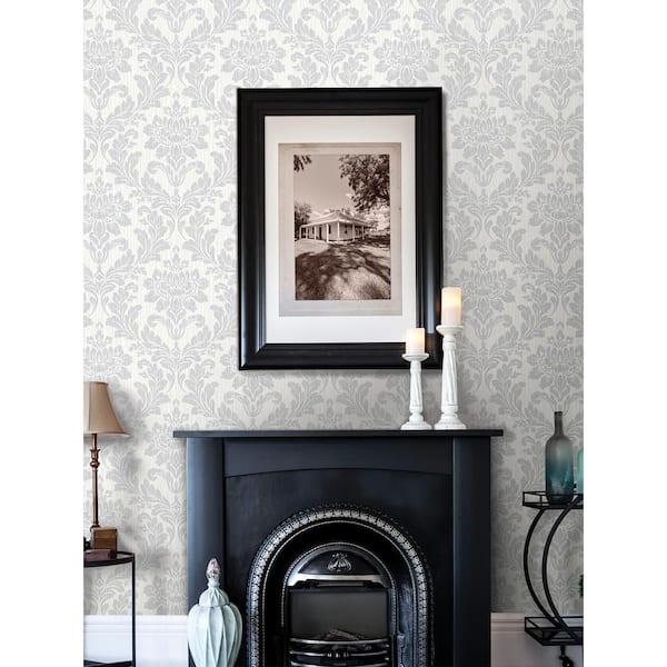 Galois Light Grey Damask Wallpaper Sample