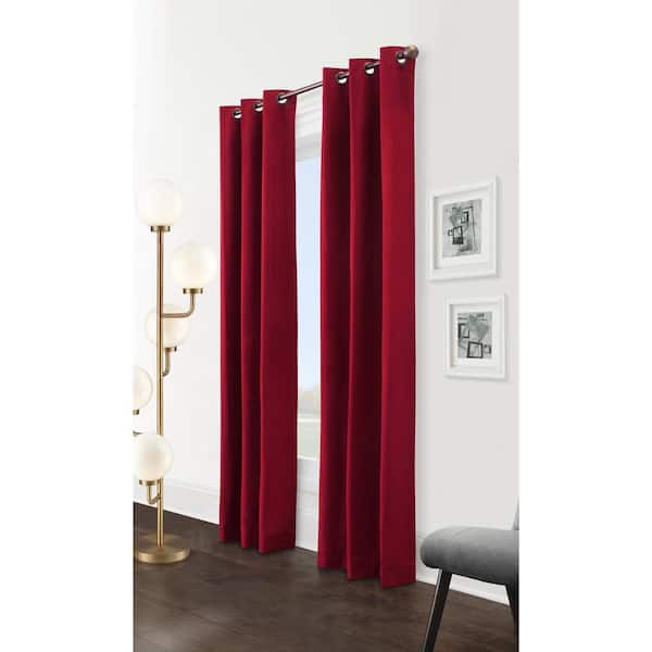 THERMALOGIC Weathermate Grommet Burgundy Cotton Smooth 40 in. W x 72 in. L Grommet Indoor Room Darkening Curtain (Double Panels)