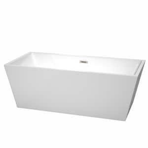Sara 5.6 ft. Acrylic Flatbottom Non-Whirlpool Bathtub in White with Brushed Nickel Trim
