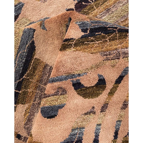 Eclectic 6 ft. x 9 ft. Brown  Abstract Wool Indoor Area Rug