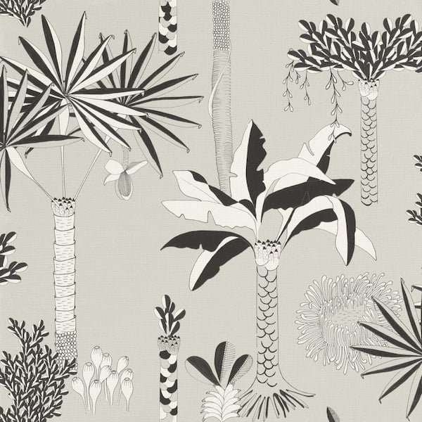 Sanjay Grey Tropical Grove Wallpaper