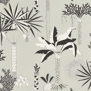 Sanjay Grey Tropical Grove Wallpaper Sample