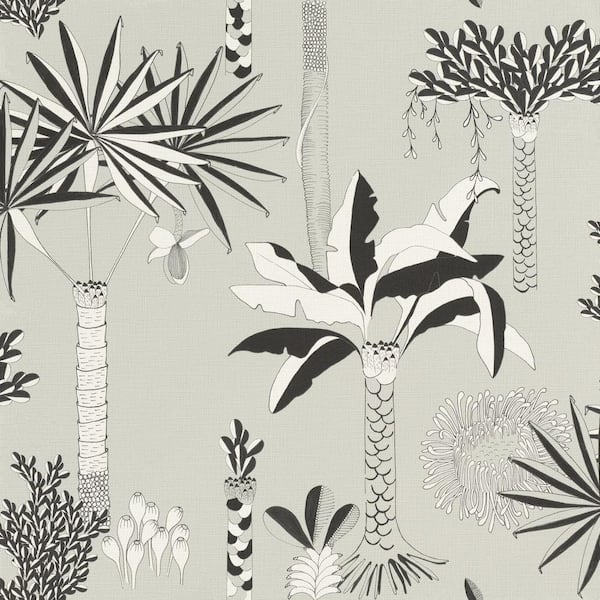 rasch Sanjay Grey Tropical Grove Wallpaper Sample