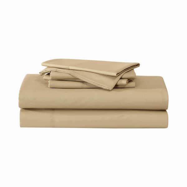 Logan Collection 4-Piece Dark Beige Microfiber Twin Sheet Set