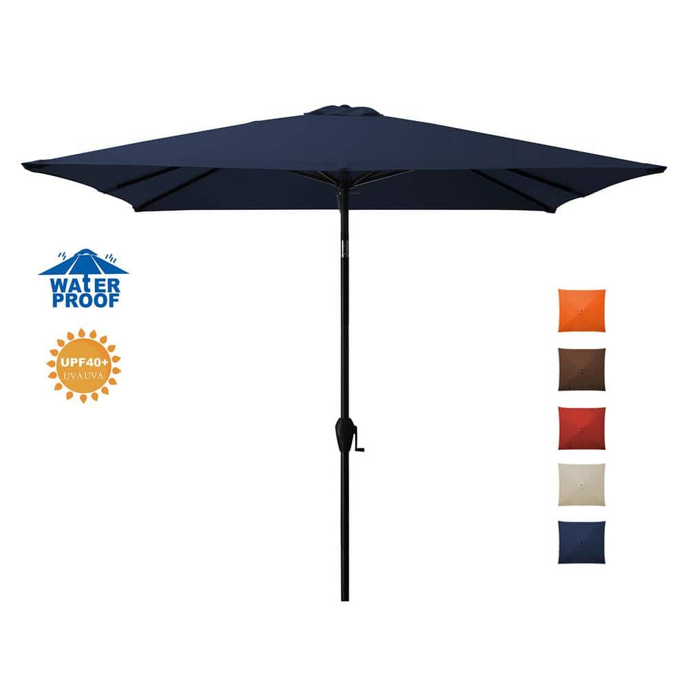 JEAREY 7.5 ft. x 7.5 ft. Square Market Outdoor Patio Umbrella in Navy 7 ...