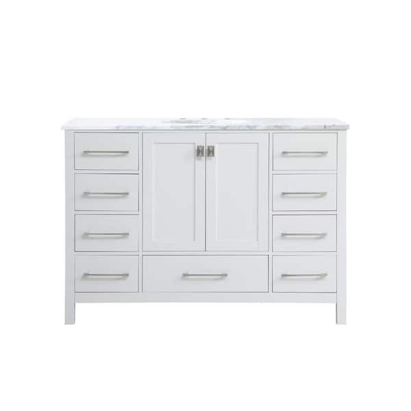 Unbranded Timeless Home 48 in. W x 22 in. D x 34 in. H Single Bathroom Vanity in White with Carrara White Marble and White Basin