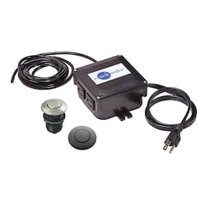 Dual Outlet Sink-Top Air Switch Kit w/ Satin Nickel & Gloss Black Buttons for InSinkErator Garbage Disposal