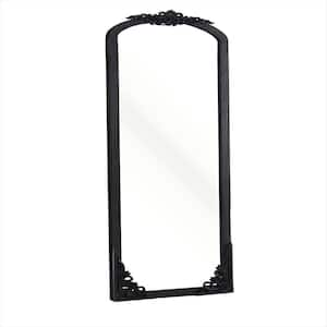 30 in. W x 69 in. H Carved Wooden Full Length Mirror in Black