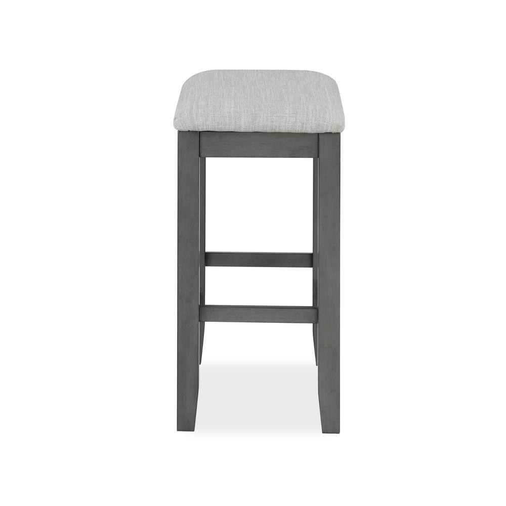 Gray Solid Wood Counter Table Set with Upholstered Stools
